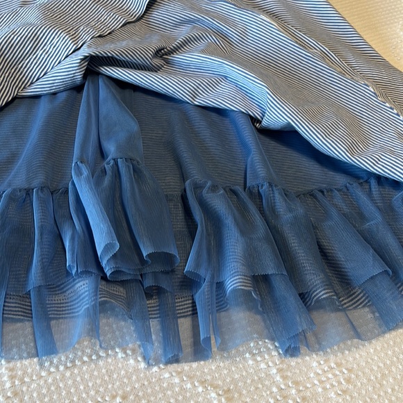 Matilda Jane Fit and Flare Ruffle Hem Blue Knit Dress Scoop Neck Women S - Picture 14 of 15